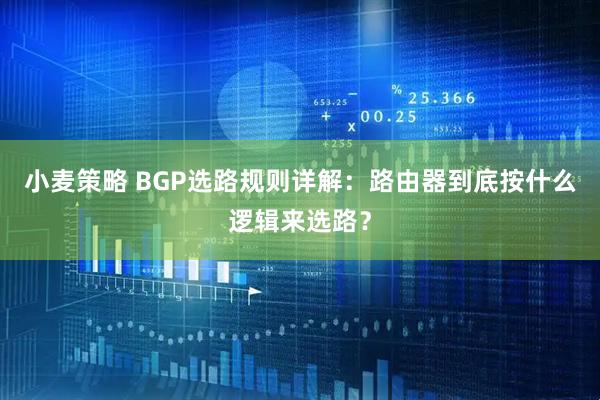 小麦策略 BGP选路规则详解：路由器到底按什么逻辑来选路？